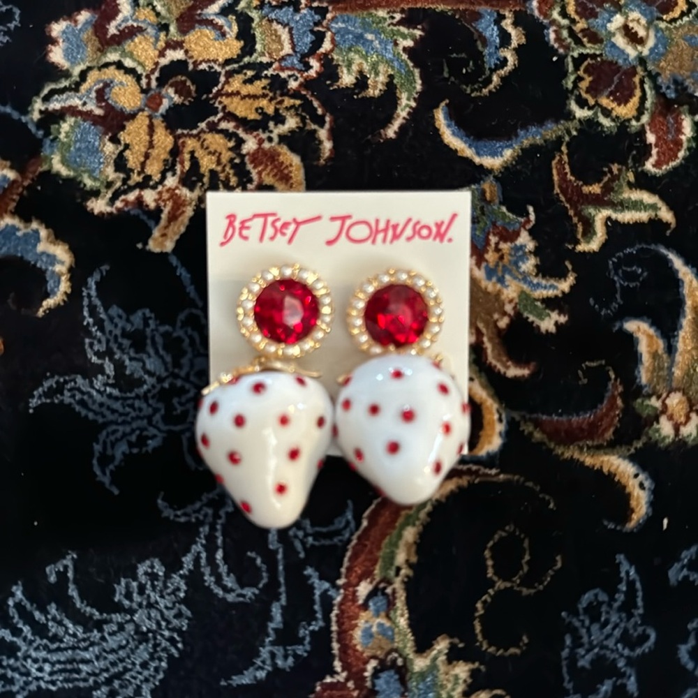 betsy Johnson white Strawberry earrings